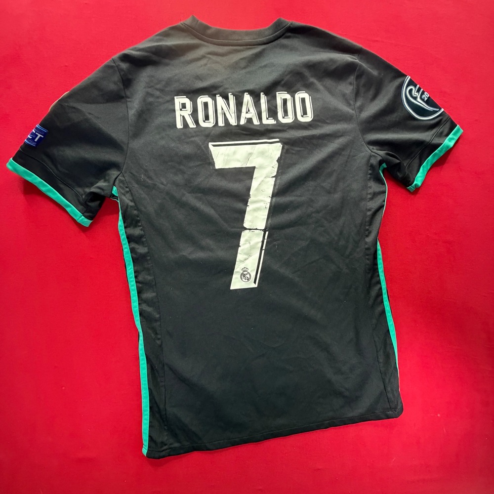 Adidas Real Madrid 2017/18 Jersey Christiano Ronaldo 7 Black Teal Mens S Soccer